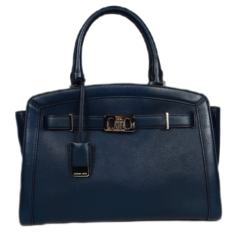 MICHAEL KORS KARSON Navy Leather Handbag w/Turnlock Design